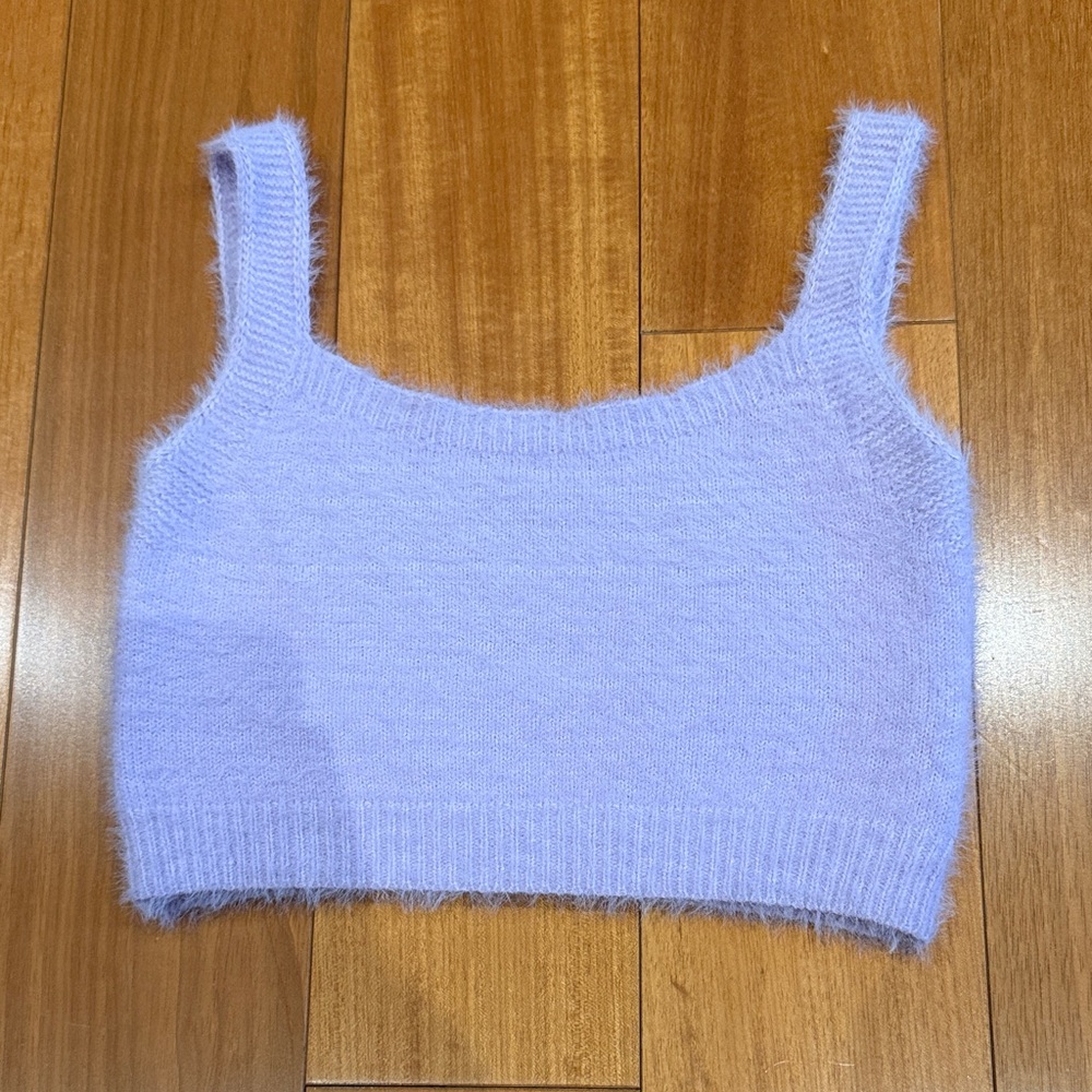Lavender Fuzzy Knit Crop Top